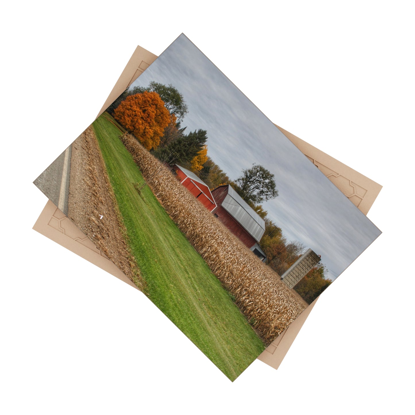 U R There Photography Birch Run Road Reds Rustic Farmhouse Decorative Ceramic Tile