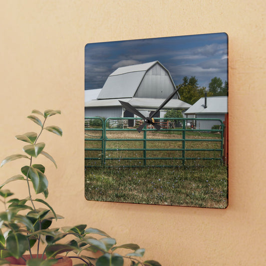 U R There Photography Petz Road Grey Rustic Farmhouse Acrylic Analog Wall Clock