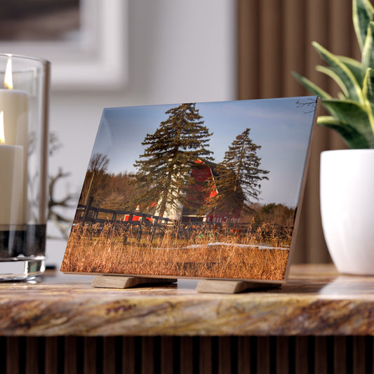 U R There Photography Blood Road Red I Rustic Farmhouse Decorative Ceramic Tile