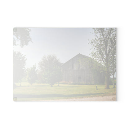 U R There Photography Caro Road Twin Greys II Rustic Farmhouse Tempered-Glass Cutting Board