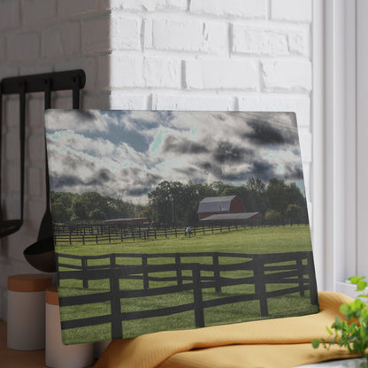 U R There Photography Hosner Road Farm Rustic Farmhouse Tempered-Glass Cutting Board