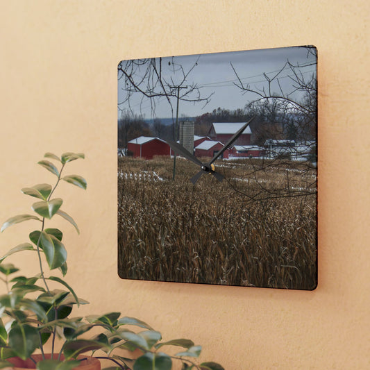 U R There Photography Beyond the Cornfield on Sutton Rustic Farmhouse Acrylic Analog Wall Clock
