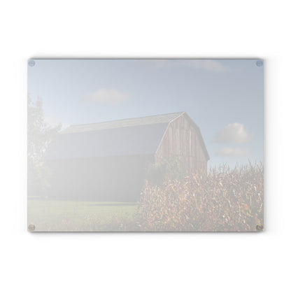 U R There Photography Croswell Fargo Road Red Rustic Farmhouse Tempered-Glass Cutting Board