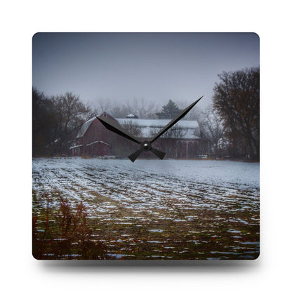 U R There Photography Holmes Road Red III Rustic Farmhouse Acrylic Analog Wall Clock