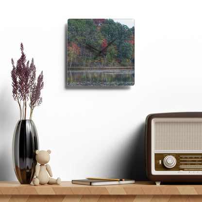 U R There Photography Fall on Murphy Lake IV Rustic Farmhouse Acrylic Analog Wall Clock