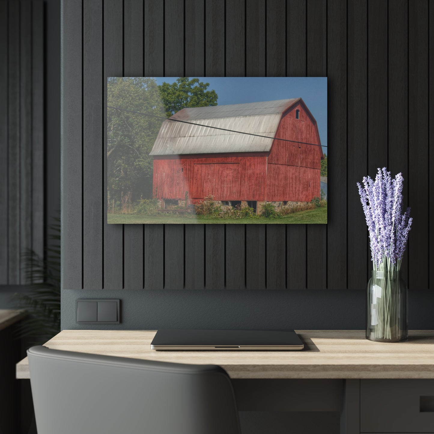 U R There Photography Belsay Road Red Rustic Farmhouse Acrylic Wall Print