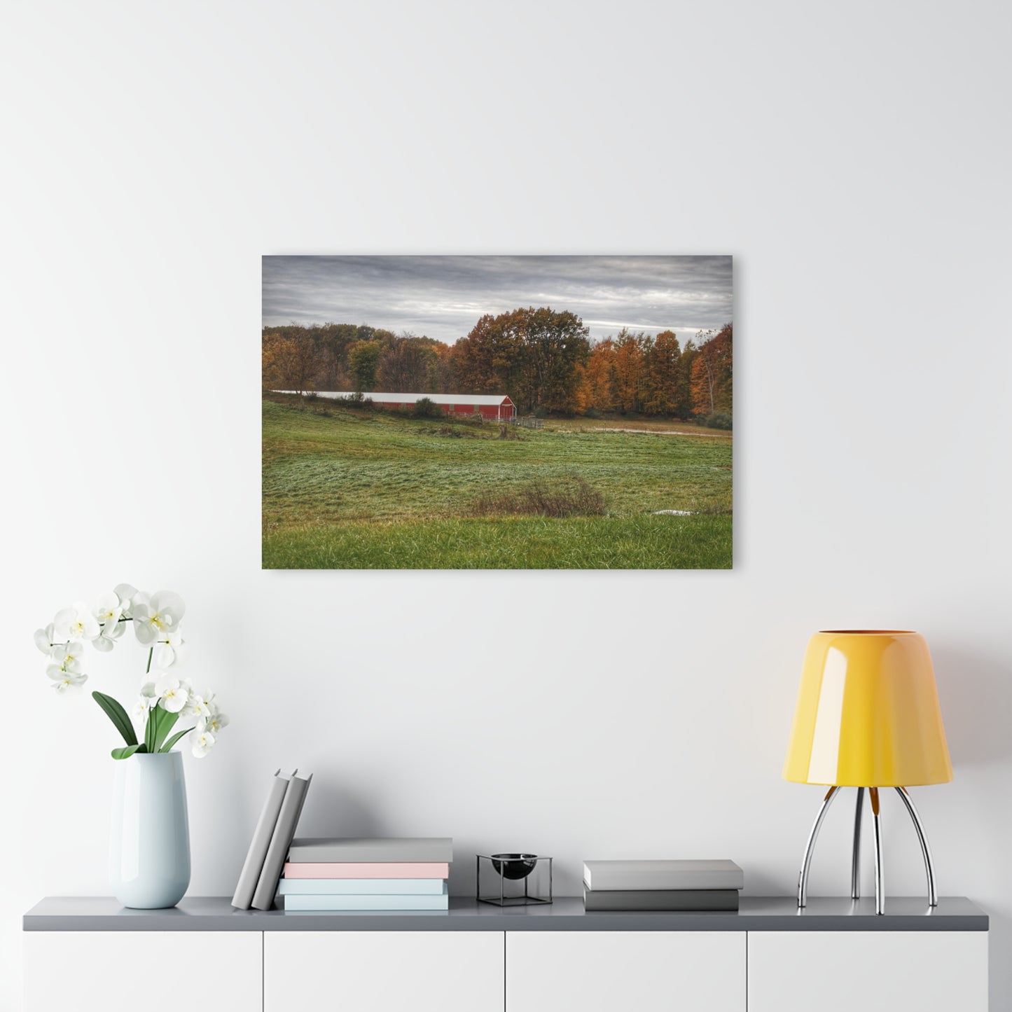 U R There Photography Bronson Lake Hidden Red I Rustic Farmhouse Acrylic Wall Print