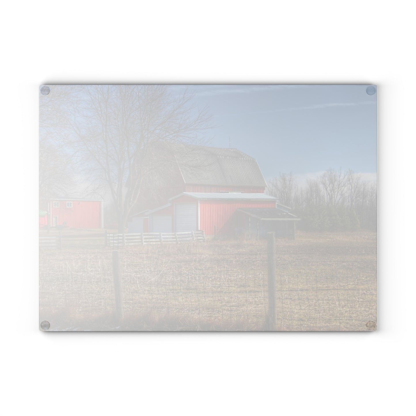 U R There Photography Clifford Road Red II Rustic Farmhouse Tempered-Glass Cutting Board