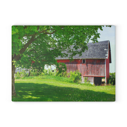 U R There Photography Colwood Road Red Rustic Farmhouse Tempered-Glass Cutting Board