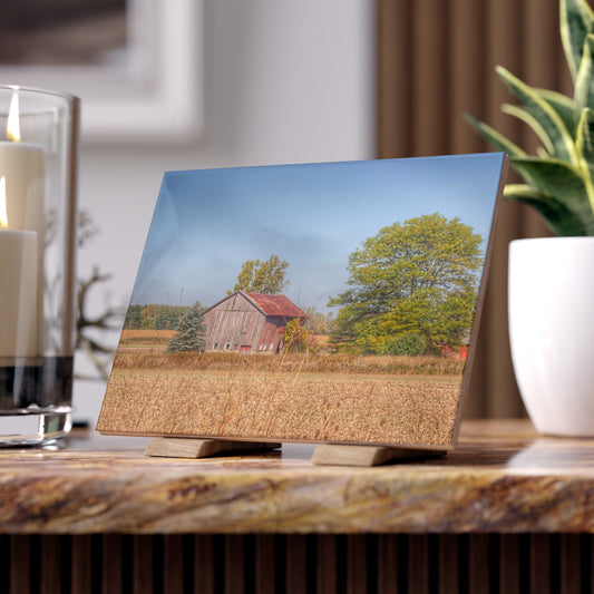 U R There Photography Brown City Wellman Line Road Little Red Rustic Farmhouse Decorative Ceramic Tile