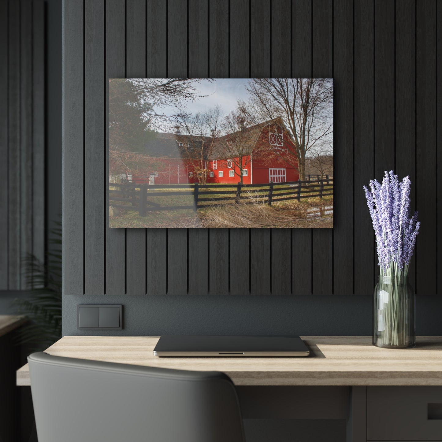 U R There Photography Thornville Road Red Rustic Farmhouse Acrylic Wall Print