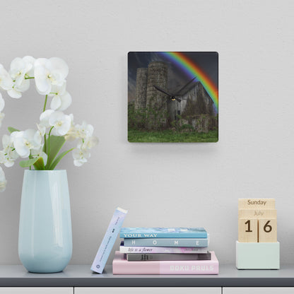 Barn Boutique Rustic Acrylic Analog Wall Clock| Somewhere Under the Rainbow