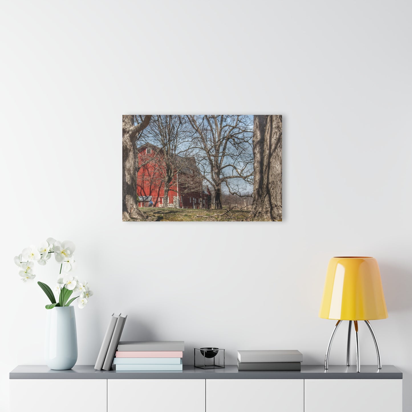 U R There Photography Hill Road Red Rustic Farmhouse Acrylic Wall Print