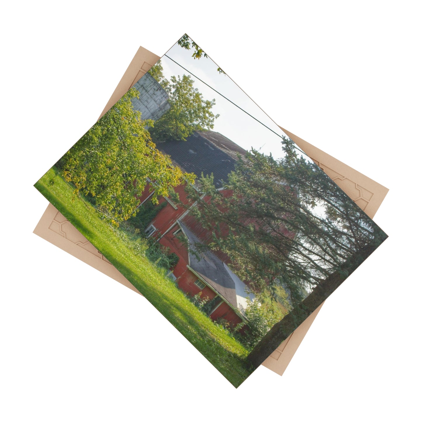 U R There Photography Grey Road Red Rustic Farmhouse Decorative Ceramic Tile