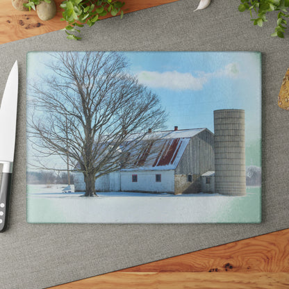U R There Photography Barnes Road White Rustic Farmhouse Tempered-Glass Cutting Board