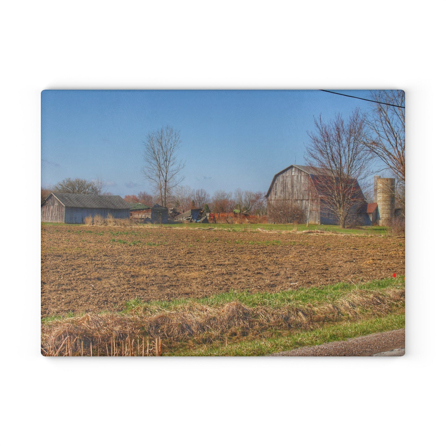 U R There Photography Stanley Road Greys Rustic Farmhouse Tempered-Glass Cutting Board