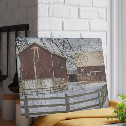 U R There Photography Ebeling Brown Rustic Farmhouse Tempered-Glass Cutting Board