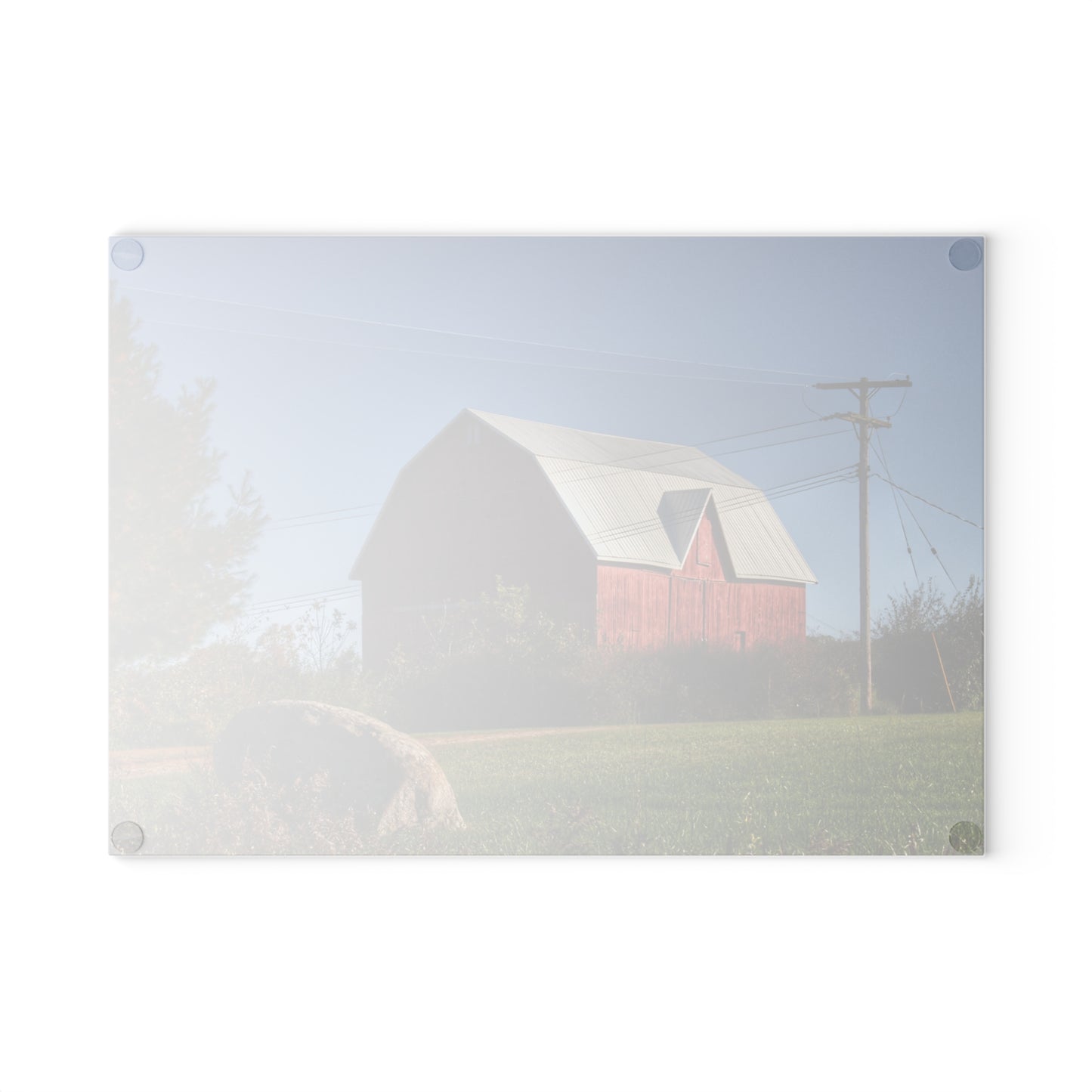U R There Photography Hemingway Lake Road Red Rustic Farmhouse Tempered-Glass Cutting Board