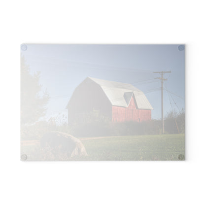 U R There Photography Hemingway Lake Road Red Rustic Farmhouse Tempered-Glass Cutting Board