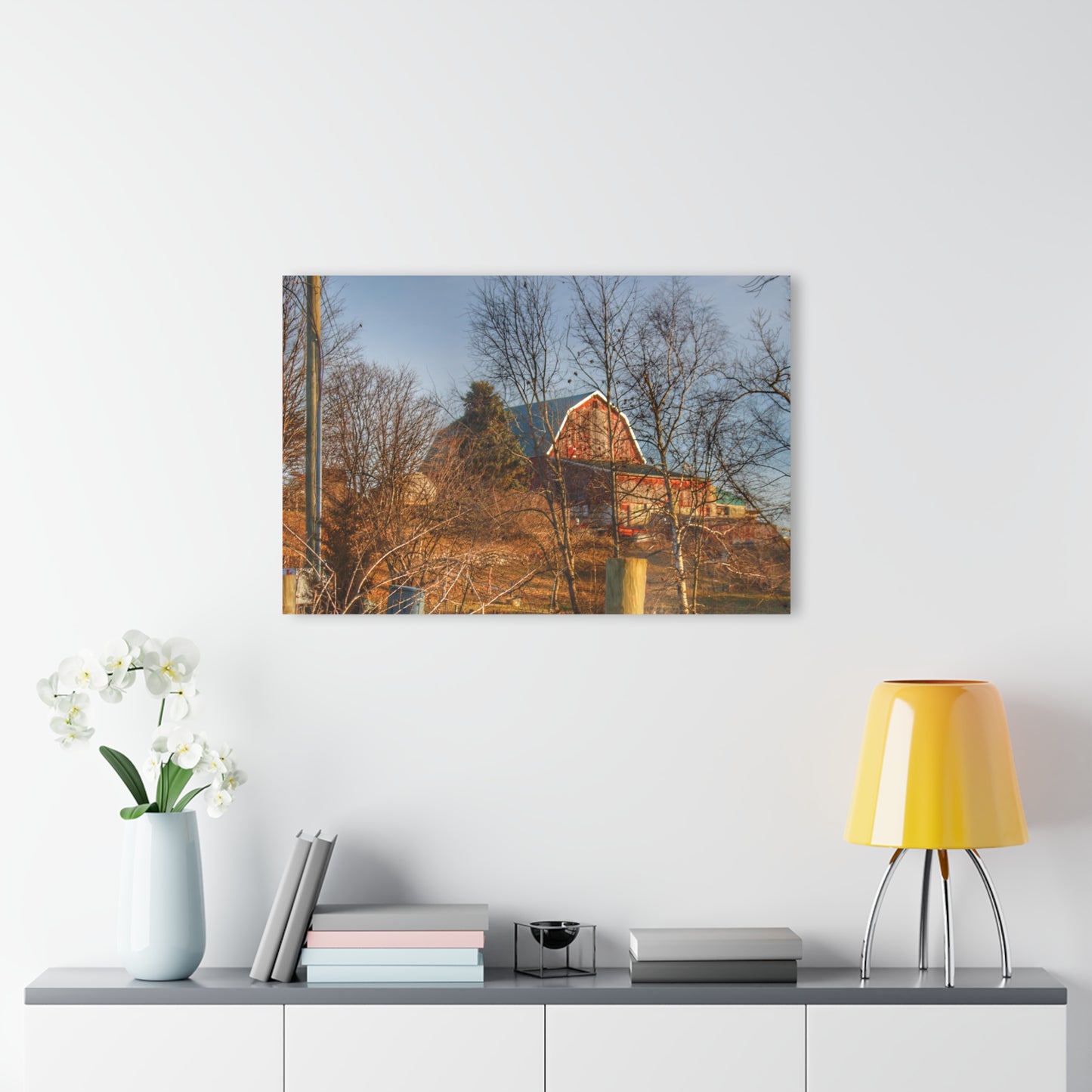 U R There Photography Otter Lake Road Hillside Red Rustic Farmhouse Acrylic Wall Print