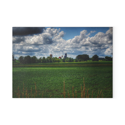 U R There Photography Farm from a Distance Rustic Farmhouse Tempered-Glass Cutting Board