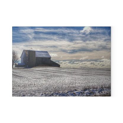 U R There Photography Early Spring Grey I Rustic Farmhouse Tempered-Glass Cutting Board