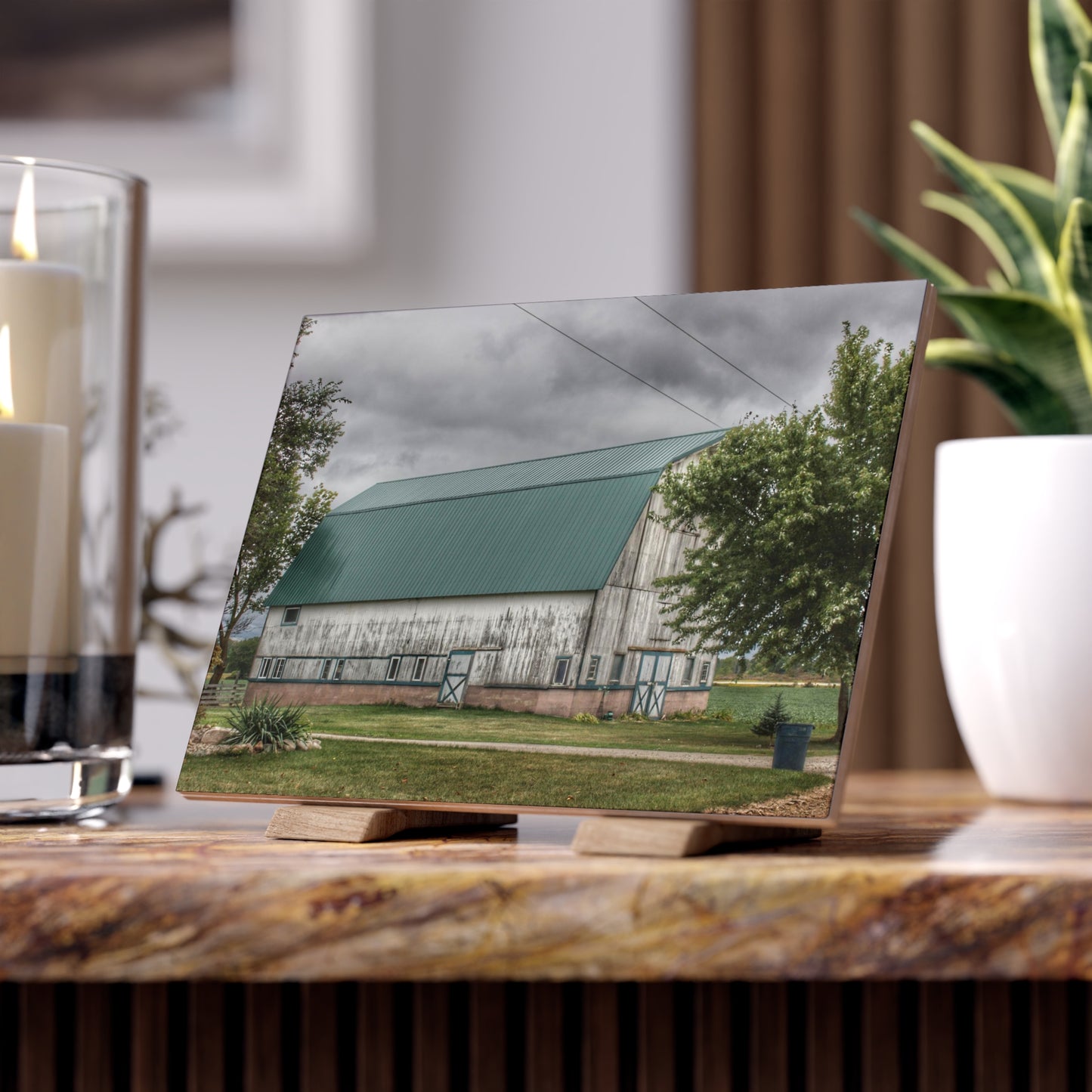 U R There Photography Bristol Road White II Rustic Farmhouse Decorative Ceramic Tile 6" × 8" Matte