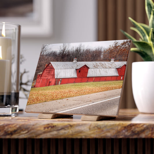 U R There Photography Caseville Red Rustic Farmhouse Decorative Ceramic Tile