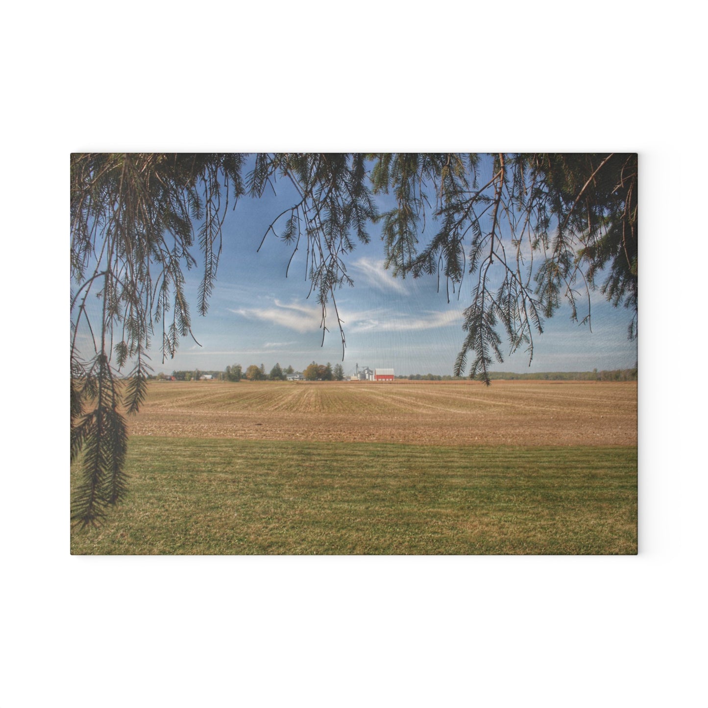 U R There Photography Cass City Farm Rustic Farmhouse Tempered-Glass Cutting Board