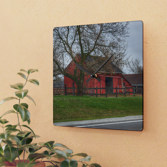 U R There Photography M-21 Roadside Stable I Rustic Farmhouse Acrylic Analog Wall Clock