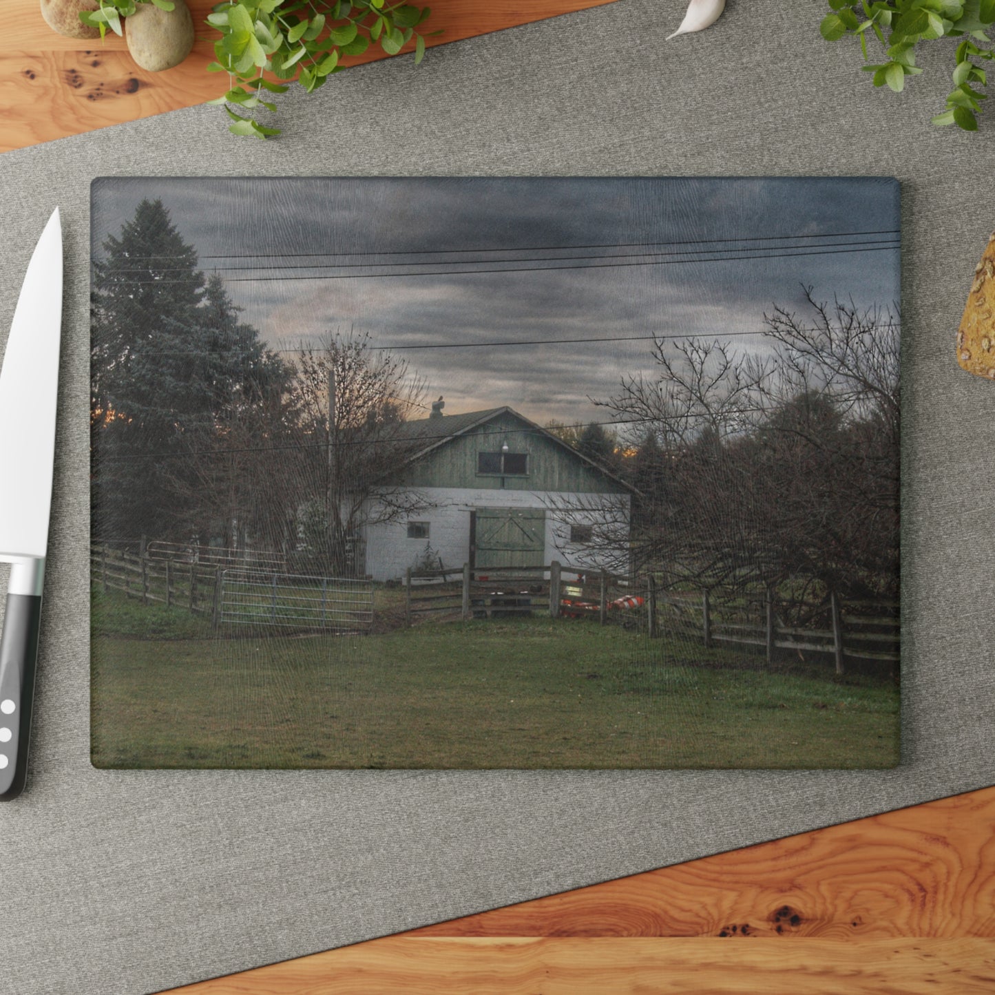 U R There Photography Myers Road Hidden White Rustic Farmhouse Tempered-Glass Cutting Board