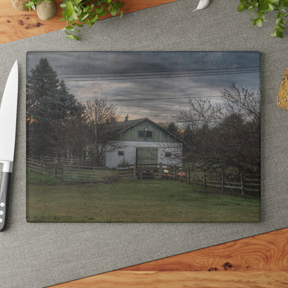 U R There Photography Myers Road Hidden White Rustic Farmhouse Tempered-Glass Cutting Board