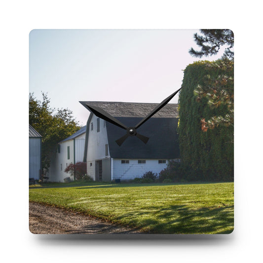 Five Lakes Road White Rustic Farmhouse Acrylic Analog Wall Clock 10.75'' × 10.75'' (Square)