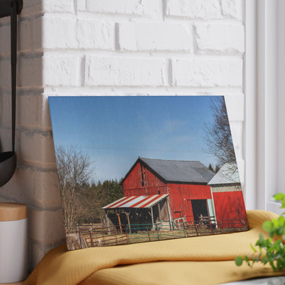 U R There Photography Cass City Carousel Red Rustic Farmhouse Tempered-Glass Cutting Board