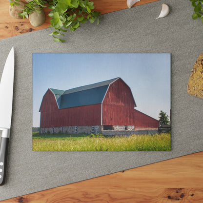 U R There Photography Burnside Red Rustic Farmhouse Tempered-Glass Cutting Board