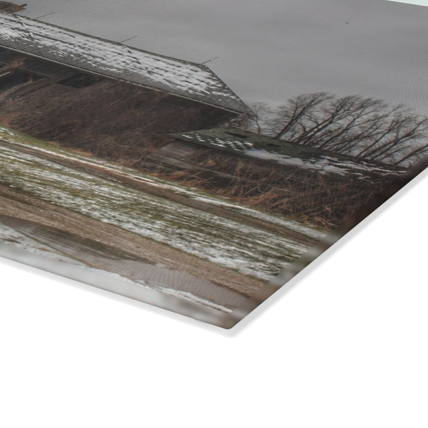 U R There Photography Wilder Road Grey in Spring Rustic Farmhouse Tempered-Glass Cutting Board