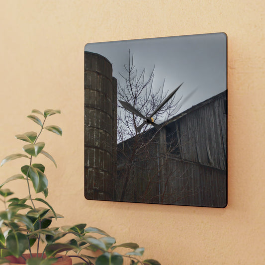 U R There Photography Brandon Hill Grey Rustic Farmhouse Acrylic Analog Wall Clock