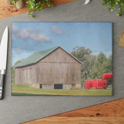 U R There Photography Kingston Road Grey Rustic Farmhouse Tempered-Glass Cutting Board