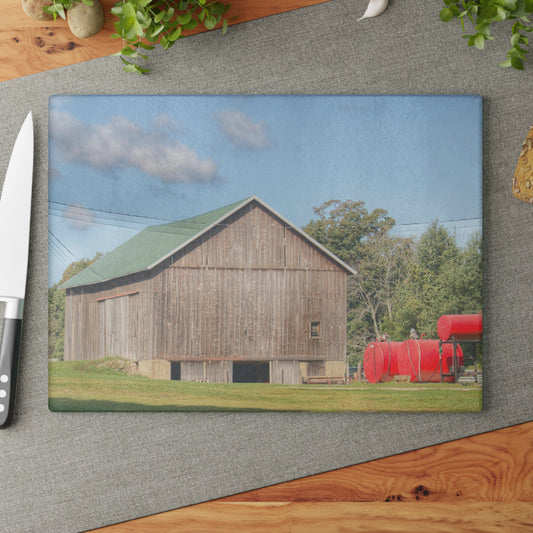 U R There Photography Kingston Road Grey Rustic Farmhouse Tempered-Glass Cutting Board