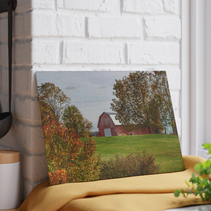 U R There Photography Lyons Road Red Rustic Farmhouse Tempered-Glass Cutting Board