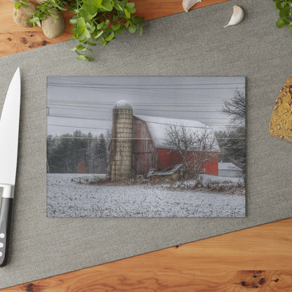 U R There Photography Arbela Road Red Rustic Farmhouse Tempered-Glass Cutting Board