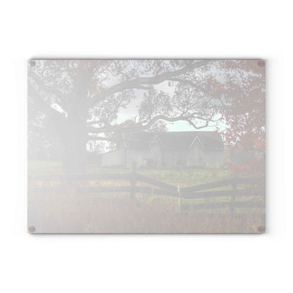 U R There Photography Green Road Grey Beyond the Oak Rustic Farmhouse Tempered-Glass Cutting Board