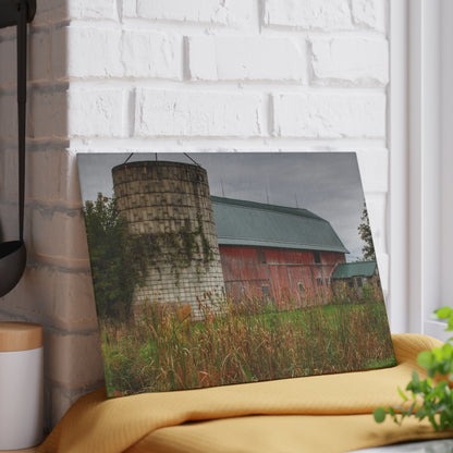 U R There Photography Plumb Creek Road Red II Rustic Farmhouse Tempered-Glass Cutting Board
