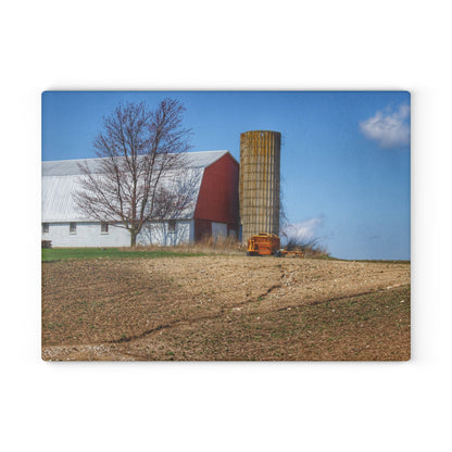 U R There Photography Shay Lake Red Rustic Farmhouse Tempered-Glass Cutting Board