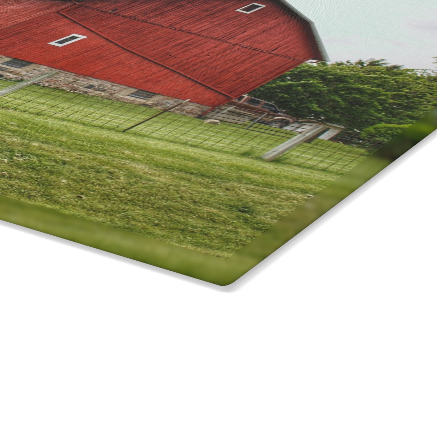 U R There Photography Elba Red II Rustic Farmhouse Tempered-Glass Cutting Board