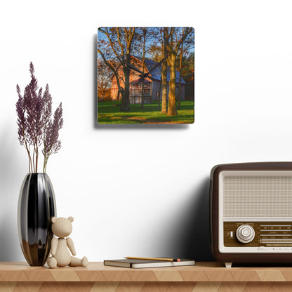 U R There Photography Hunters Creek Hidden Red Rustic Farmhouse Acrylic Analog Wall Clock