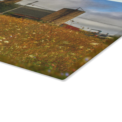 U R There Photography Brown Road Hidden Reds Rustic Farmhouse Tempered-Glass Cutting Board