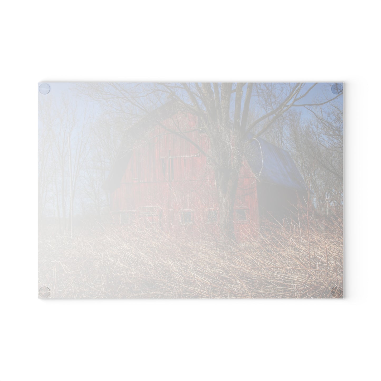U R There Photography East Dodge Road Red Rustic Farmhouse Tempered-Glass Cutting Board