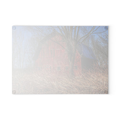 U R There Photography East Dodge Road Red Rustic Farmhouse Tempered-Glass Cutting Board
