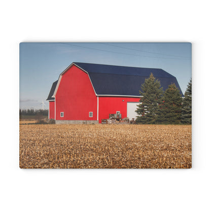 U R There Photography Kirk Road Modern Red Rustic Farmhouse Tempered-Glass Cutting Board